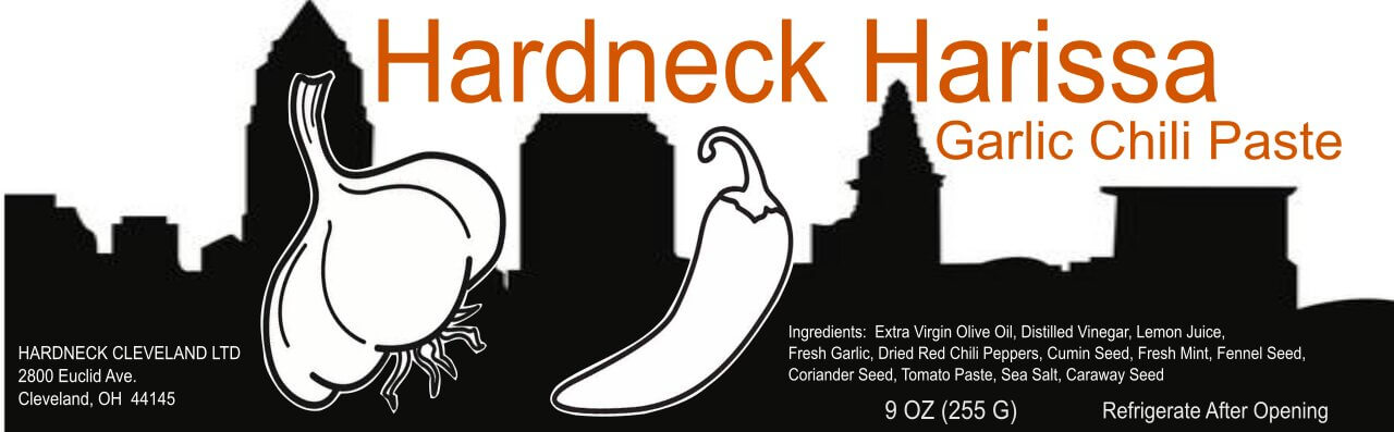 the client-provided mockup of a hardneck harissa jar label